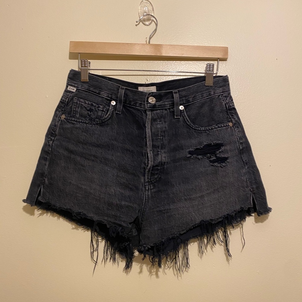 Citizens of Humanity Distressed Black Denim Shorts. Organic cotton . Size 26